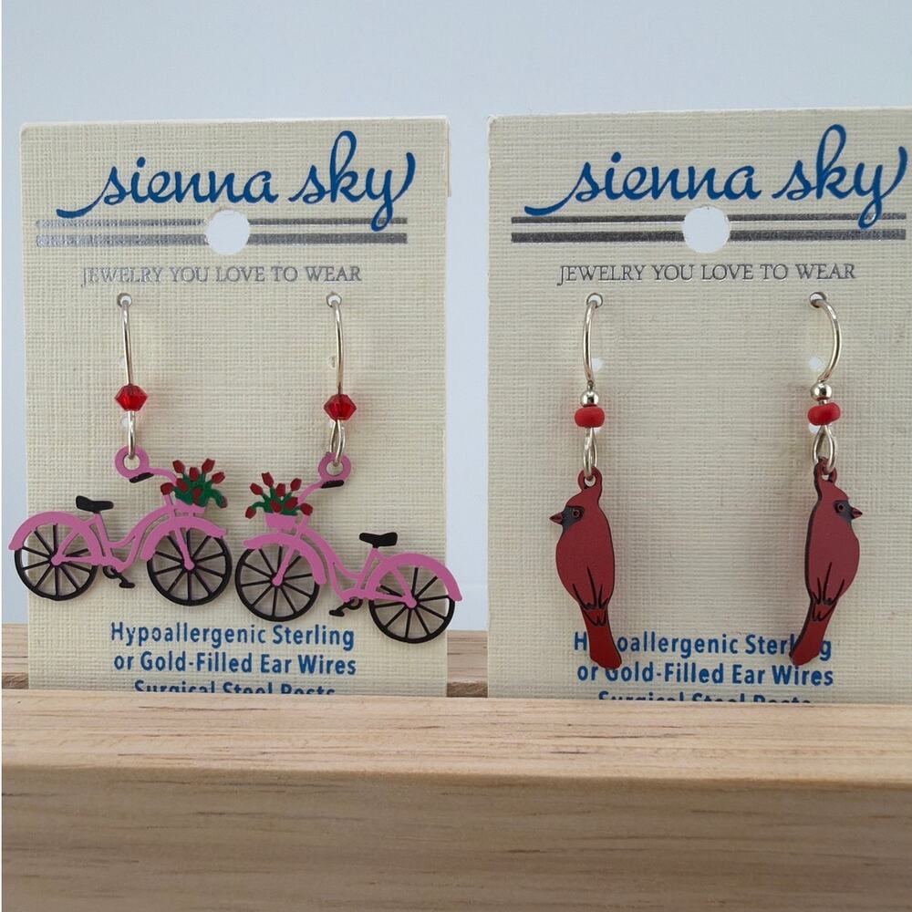 Sienna Sky Artisan Bicycle and Cardinal Earring Set
